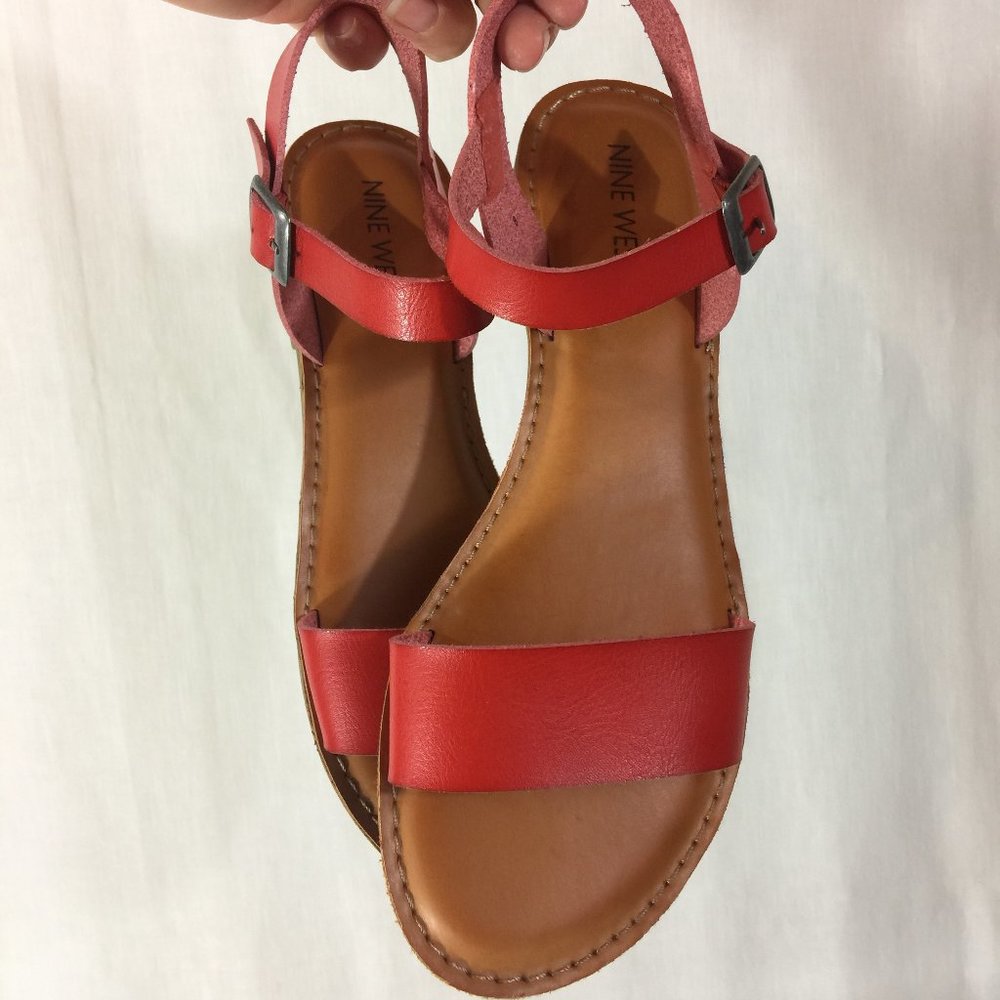 Nine West Red Sandals Sz 9 Great condition Strappy Simple Boho Wedding Work